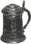  Кружка пивная оловянная с крышкой, обьёмное литьё (арт.023) 