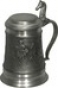  Кружка пивная оловянная с крышкой, обьёмное литьё (арт.022) 